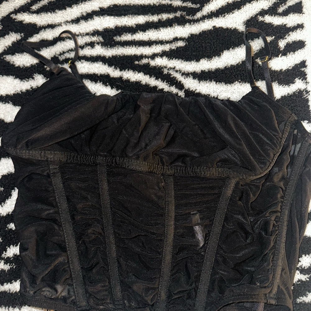 Elegant Black Ruched Women's Corset Top